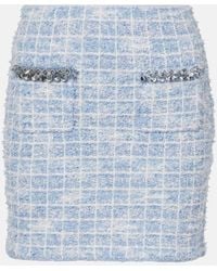 Self-Portrait - Checked Embellished Tweed Miniskirt - Lyst