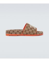 Gucci The North Face X Canvas Slides - Natural