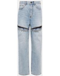 Area - Jeans Rectos Con Cristales - Lyst