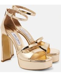 Jimmy Choo - Claressa Metallic Leather Platform Sandals - Lyst
