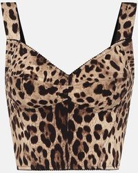 Dolce & Gabbana - Bustier de seda print de leopardo - Lyst