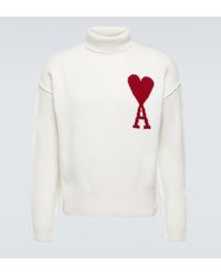 Ami Paris - Logo Virgin Wool Turtleneck Sweater - Lyst