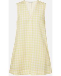 Asceno - Gingham Linen And Cotton Minidress - Lyst