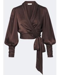 Zimmermann - Silk Satin Wrap Top - Lyst