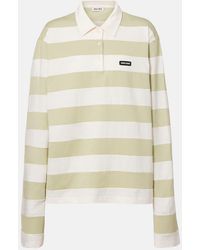 Miu Miu - Striped Cotton Jersey Polo Shirt - Lyst