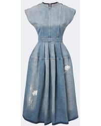 Erdem - Floral-Applique Denim Midi Skirt - Lyst