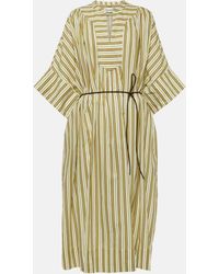 Yves Salomon - Striped Cotton Midi Dress - Lyst