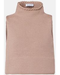 Alaïa - Cropped Cotton-Blend Turtleneck Top - Lyst
