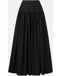 Alaïa - Gathered Cotton Poplin Maxi Skirt - Lyst