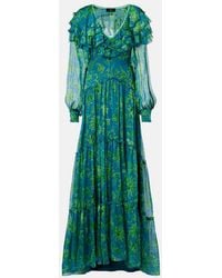 Etro - Floral Ruffled Tiered Silk Chiffon Maxi Dress - Lyst