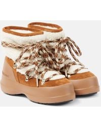 Moon Boot - Schneestiefel Luna Low Aus Shearling Und Veloursleder - Lyst