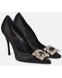 Roger Vivier - Flower Strass Satin Pumps - Lyst