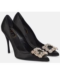 Roger Vivier - Flower Strass Satin Pumps - Lyst