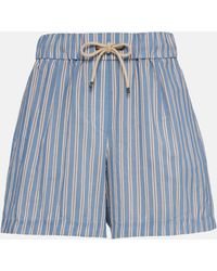 Brunello Cucinelli - Striped Cotton And Silk Shorts - Lyst