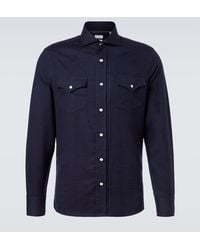 Brunello Cucinelli - Chevron Cotton-Blend Flannel Shirt - Lyst
