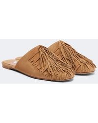 Aquazzura - Maverick Fringed Suede Mules - Lyst