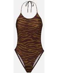 The Attico - Costume Intero Con Stampa Zebrata - Lyst