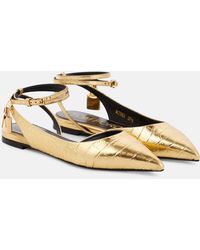 Tom Ford - Padlock Croc-Effect Ballet Flats - Lyst