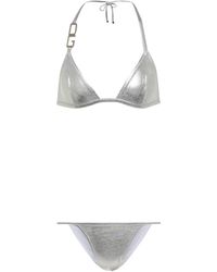 Dolce & Gabbana Bikini triangular con logo - Metálico