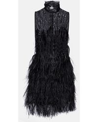 The Attico - Robe Brodee A Plumes - Lyst