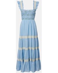 RIXO London - Aubrie Lace-Trimmed Cotton Midi Dress - Lyst