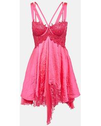 Versace - Minikleid Aus Satin Mit Spitze - Lyst