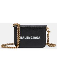 Balenciaga Portemonnaie Cash Mini mit Kettenriemen - Schwarz