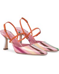 BY FAR Striped Leather Pumps - Pink