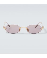 Miu Miu - Logo Oval Sunglasses - Lyst