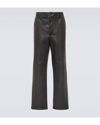 Prada - Leather Straight Pants - Lyst