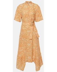 Stella McCartney - Printed Asymmetric Silk Midi Dress - Lyst