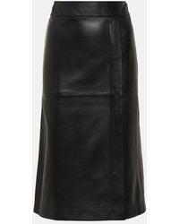 JOSEPH - Sevres Leather Midi Skirt - Lyst