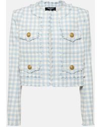 Balmain - Gingham Tweed Jacket - Lyst