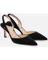 Manolo Blahnik - Carolyne 70 Suede Slingback Pumps - Lyst