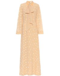 Chloé Abito lungo in seta con ricami - Neutro