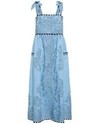 Juliet Dunn - Floral Printed Cotton Midi Dress - Lyst