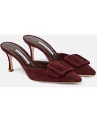 Manolo Blahnik - Mules Maysale 70 En Daim - Lyst