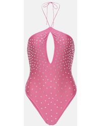 Oséree - Embellished Halterneck Swimsuit - Lyst