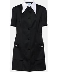 Prada - Wool Satin Shirt Dress - Lyst