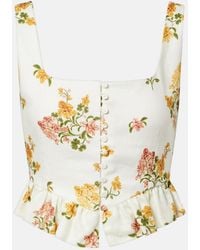 Agua Bendita - Eslabon Cordillera Floral Linen Top - Lyst