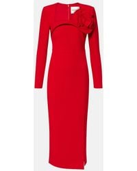Roland Mouret - Floral-Applique Crepe Midi Dress - Lyst