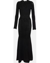 Victoria Beckham - Scalloped Semi-sheer Knit Maxi Dress - Lyst