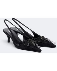 Prada - Embellished Satin Slingback Pumps - Lyst