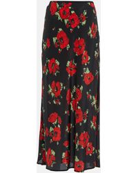 RIXO London - Kelly Floral Silk Slip Midi Skirt - Lyst