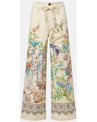 Etro - Belted Printed Wide-Leg Jeans - Lyst