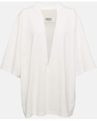 MM6 by Maison Martin Margiela - Camisa de algodon con cuello en pico - Lyst