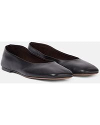 The Row - Square Leather Ballet Flats - Lyst