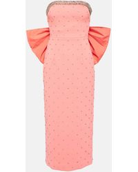 Rebecca Vallance - Brittany Bow Embellished Midi Dress - Lyst