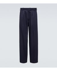 KENZO - Pinstripe Cotton And Linen Pants - Lyst