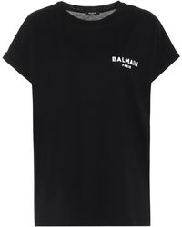 Balmain Bedrucktes T-Shirt aus Baumwolle - Schwarz